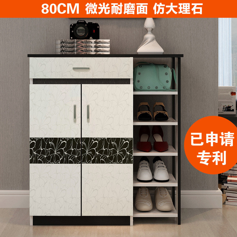 淮木（HUAIMU）鞋柜大容量玄关柜门厅柜经济实用鞋柜图案实木隔断2017家具 80cm仿大理石