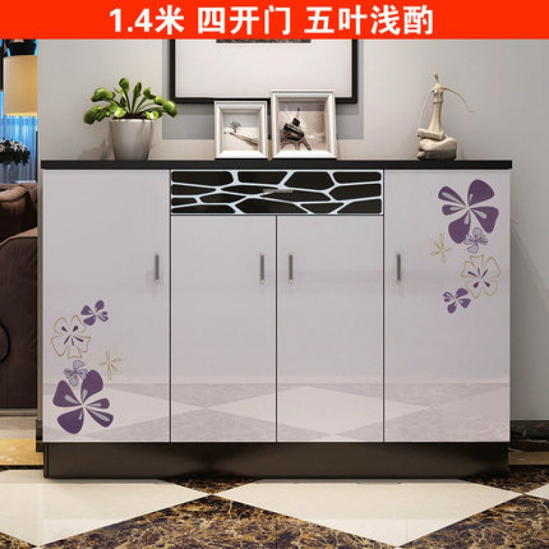 淮木（HUAIMU）鞋柜 环保门厅大容量带抽屉烤漆鞋柜简约玄关柜 140CM单抽屉五叶浅酌