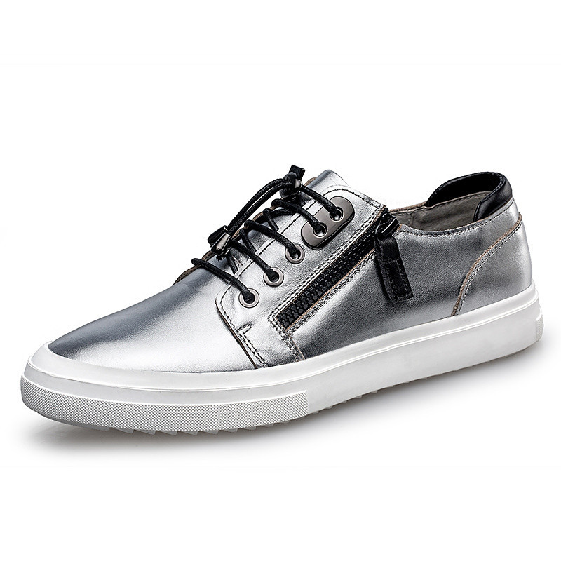 香港骆驼2017春秋新款男士板鞋韩版时尚百搭运动跑鞋休闲板鞋潮流驾车鞋 HK17-ay系带 银色 40