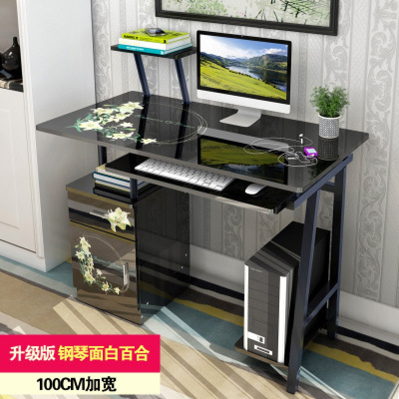 淮木（HUAIMU）电脑桌台式家用电脑桌简约现代办公桌写字台简易电脑桌 100cm无层板白百合