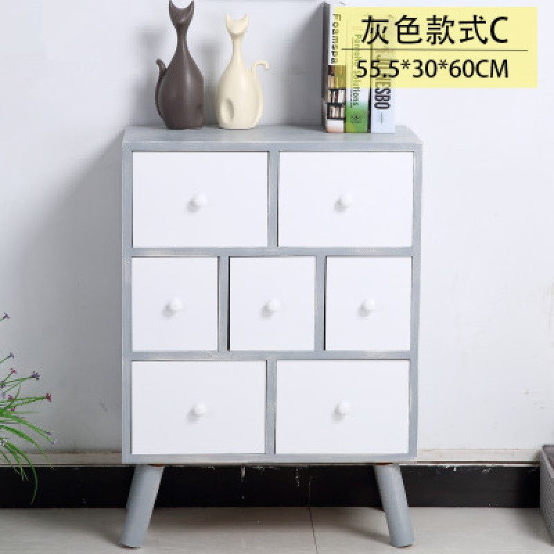 淮木（HUAIMU）欧式简易床头柜简约柜柜简约白色床边柜美式韩式现代话柜柜 实木灰色7抽