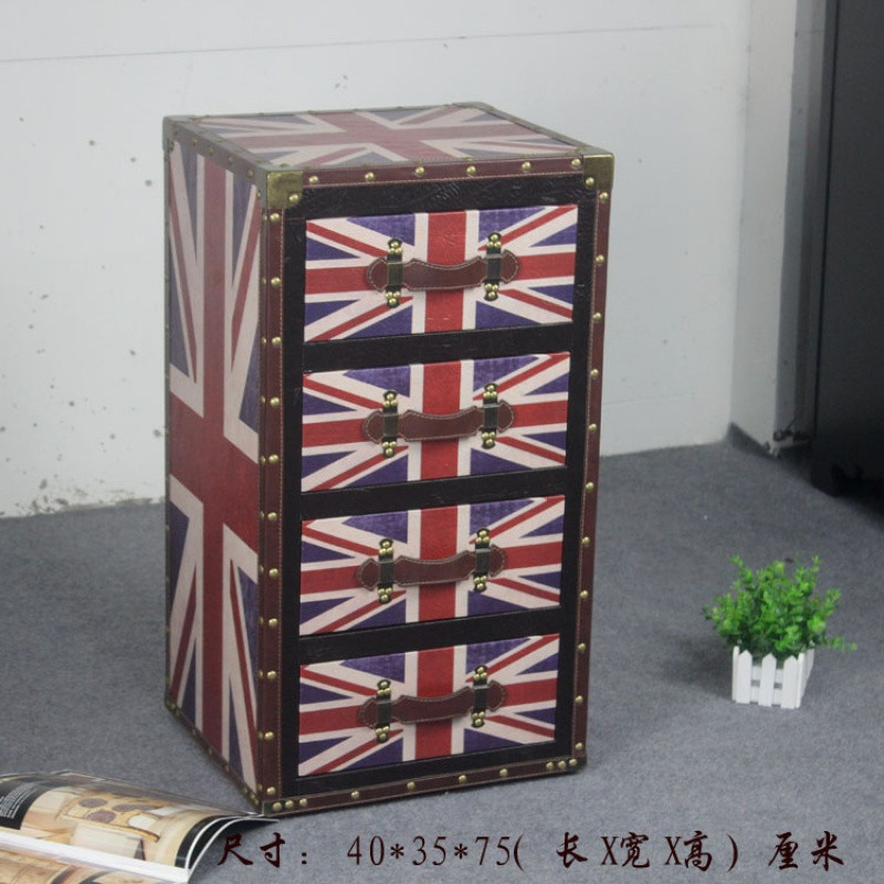淮木（HUAIMU）家用收纳柜小型床头柜简约柜复古床头柜柜美式床头柜柜 米字4抽斗柜40X35X75