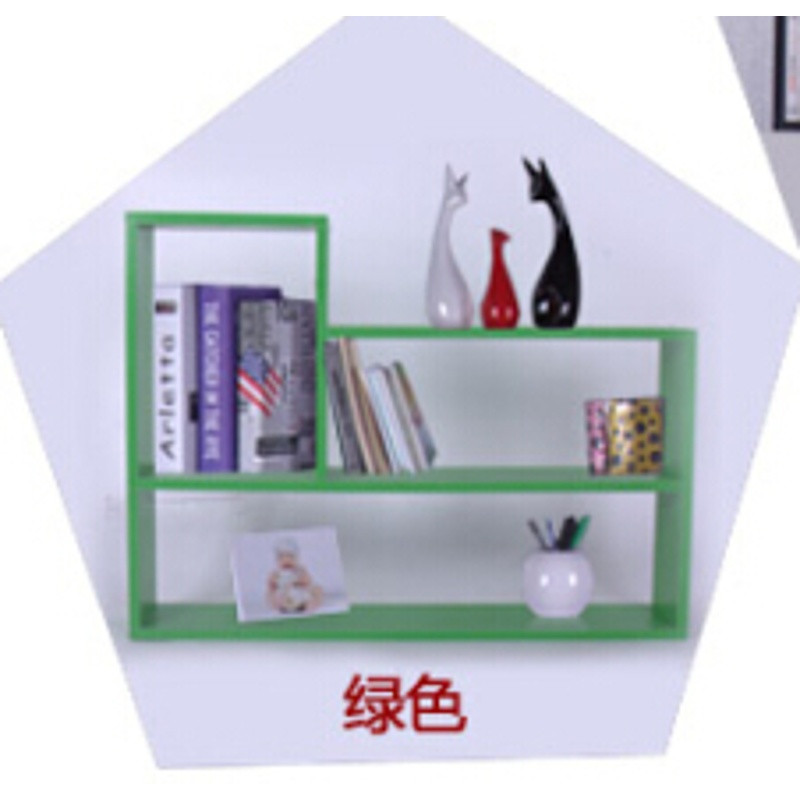 淮木（HUAIMU）创意墙上置物架壁挂墙架吊柜挂柜壁柜储物柜浴室柜墙柜书架书柜子 80长60宽15深-绿色