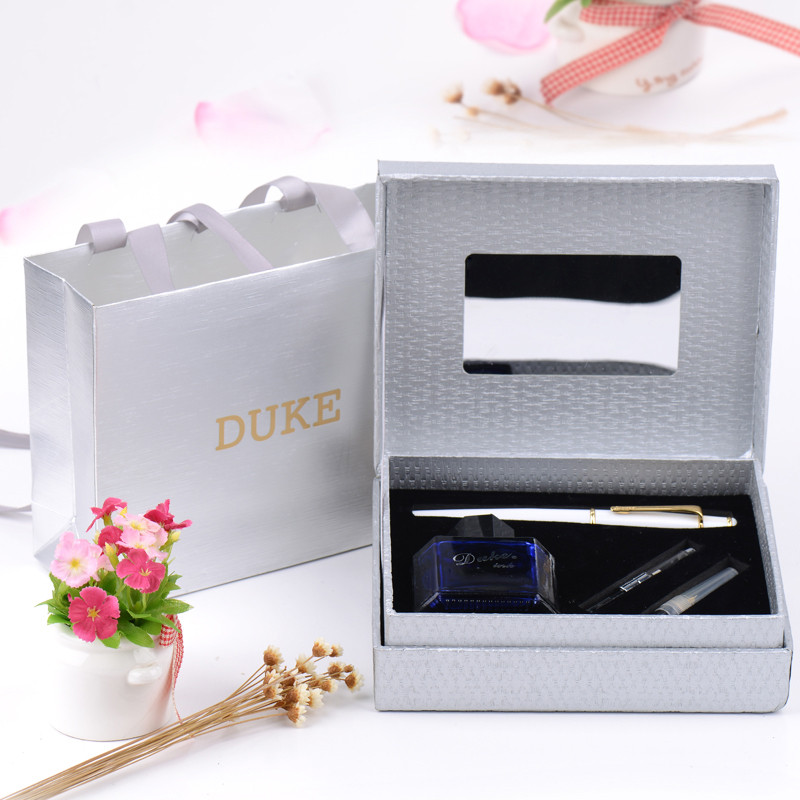 公爵（DUKE）两用钢笔礼品套装德国成人商务钢笔送礼练字用书写书法礼品笔墨囊钢笔生日刚笔公爵钢笔礼盒套装正品白色