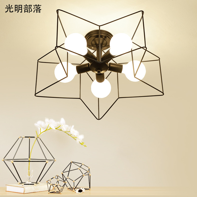 GMBL光明部落美式LED吸顶灯北欧客厅卧室灯简约现代铁艺灯具创意个性餐厅书房儿童灯 5头赠送白光LED灯泡