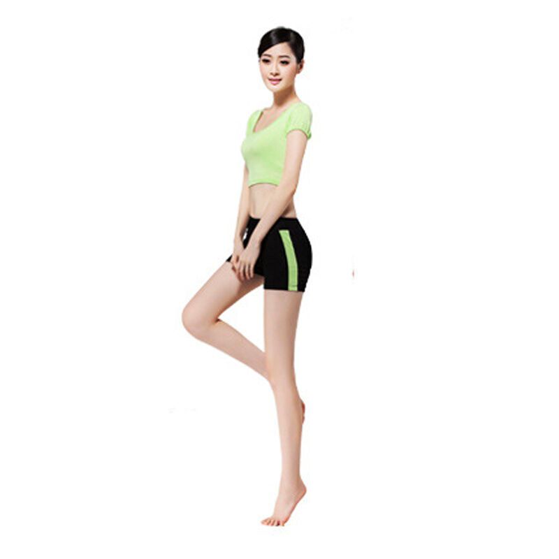 嘟嘟美倍尔 运动户外套装瑜伽服时尚女套装2017夏季潮流时尚瑜伽健身服运动户外舞蹈弹力4BYSTWZGNP l 浅绿色短裤套装