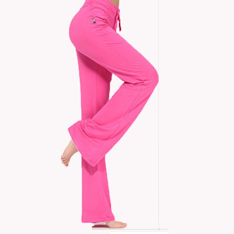 嘟嘟美倍尔 瑜伽服长裤广场舞裤女舞蹈练功裤健身瑜伽服运动裤 玫瑰红色