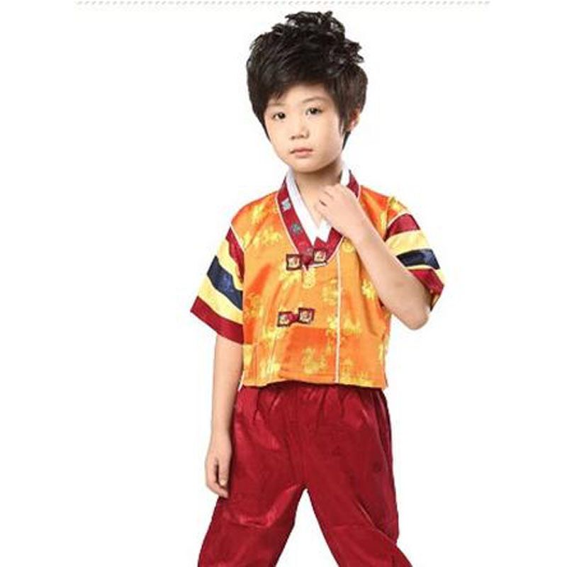 嘟嘟美倍尔 男童韩服 朝鲜族服饰 少数民族儿童复古服装 汉服表演服舞蹈服演出服 红色