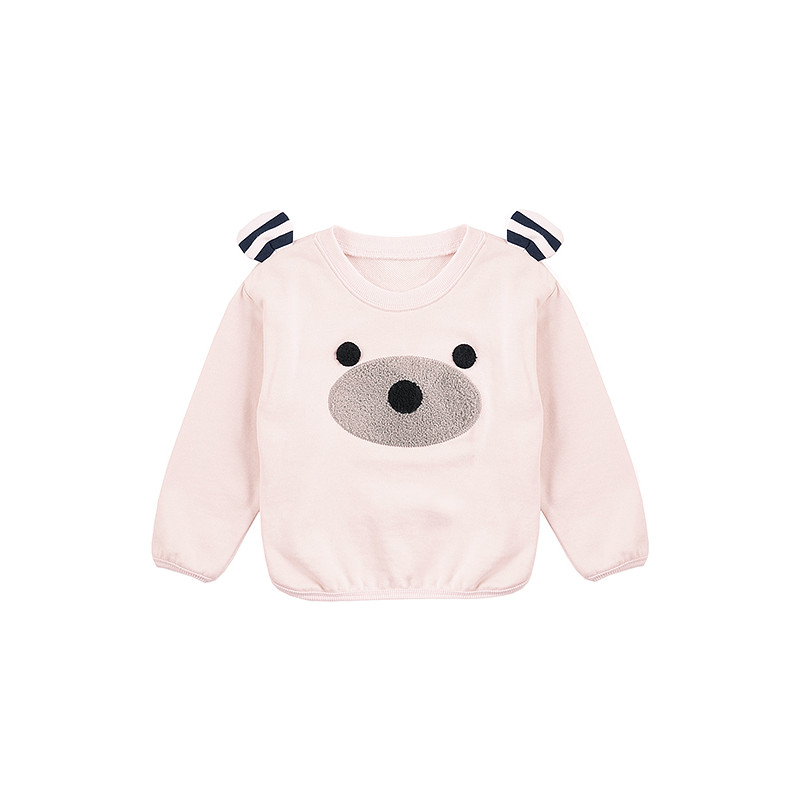 男女童圆领休闲T恤长袖打底衫 110cm 粉红色