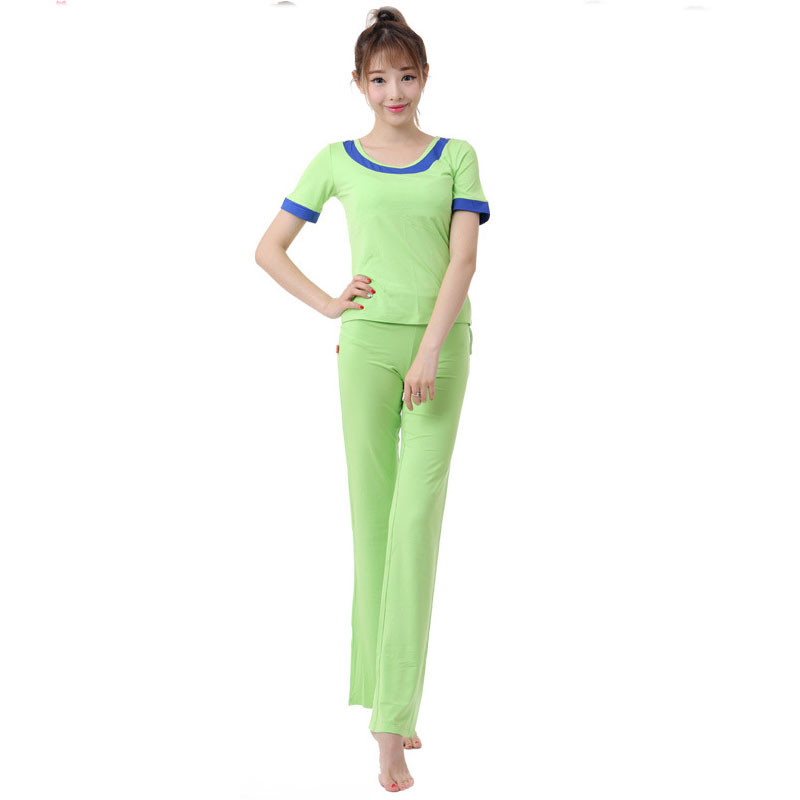 嘟嘟美倍尔 夏季款瑜伽服女套装健身舞蹈瑜珈居家服户外运动瑜伽舞蹈298 草绿色
