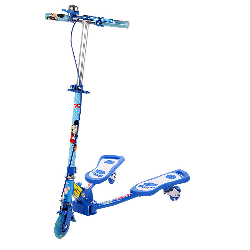 迪士尼大孩童蛙式滑板车米奇索菲亚公主款三轮滑板车 蓝色