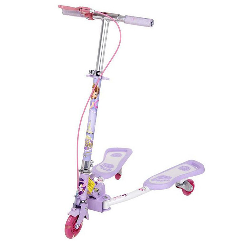 迪士尼大孩童蛙式滑板车米奇索菲亚公主款三轮滑板车 紫色