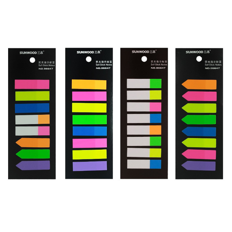 三木(sunwood)96647荧光指示标签4本装 便签纸 便利贴 易事贴 百事贴
