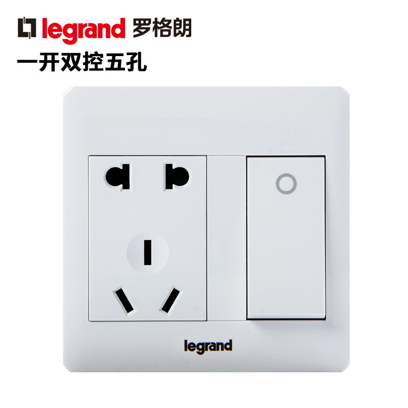 tcl罗格(Legrand)朗官方旗舰店明装开关插座面板明智5五孔二三插墙壁电源插座 一开双控五孔 明装明智系列