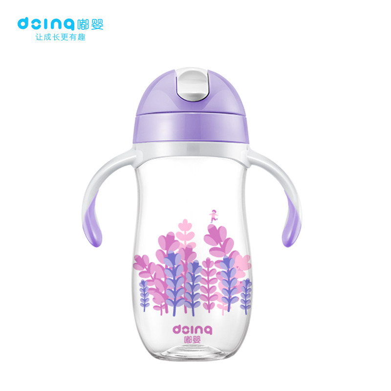 嘟婴(doing)企鹅型PA带手柄滑盖水杯DY-054-280ml-紫色