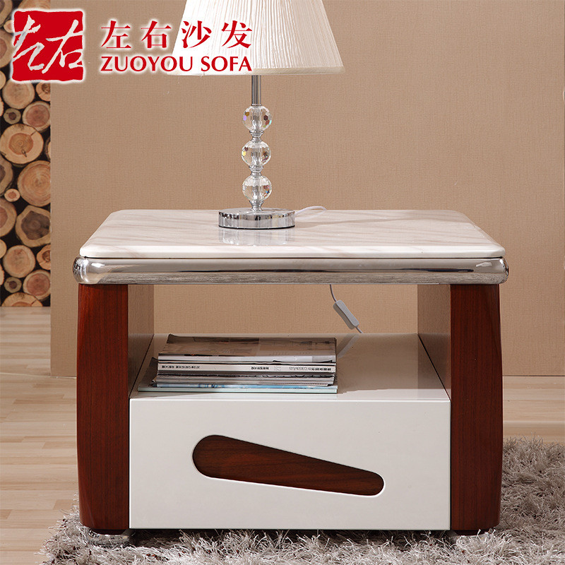 左右方几简约现代客厅家具套装实木角几储物角几大理石茶几DJW014B 图片色
