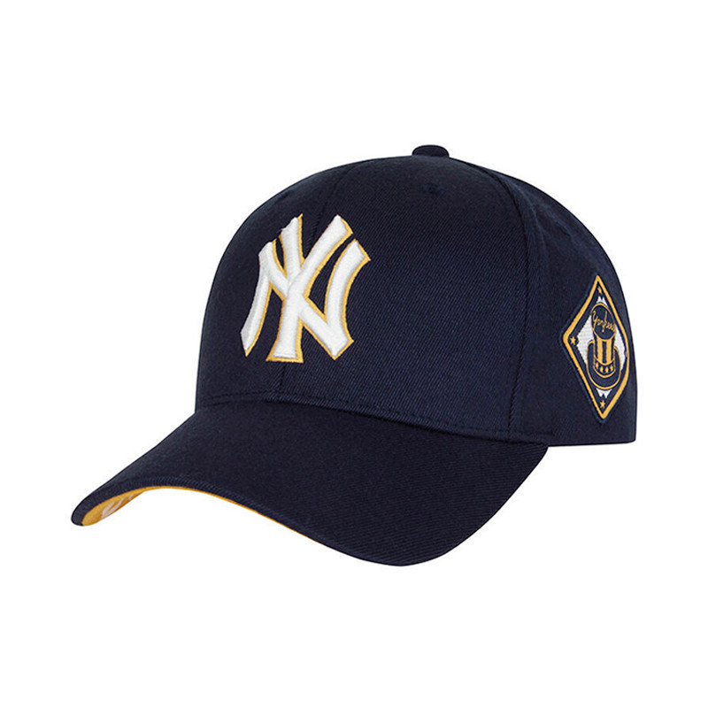 MLB（洋基队） M棒球男女NY金丝边棒球帽 可调节款 深蓝黄色边 NY深蓝黄色边
