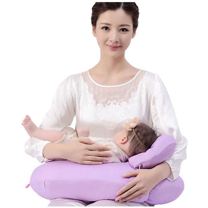 2017新品哺乳枕喂奶枕多功能抱枕婴儿学坐枕护腰枕孕妇枕头哺乳垫可爱卡通印花枕头四季可用妈咪 浪漫薰紫