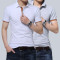 【买一送一】男装T恤男短袖纯棉翻领POLO衫男士夏季纯色韩版修身1494341879099 L 白色+灰色