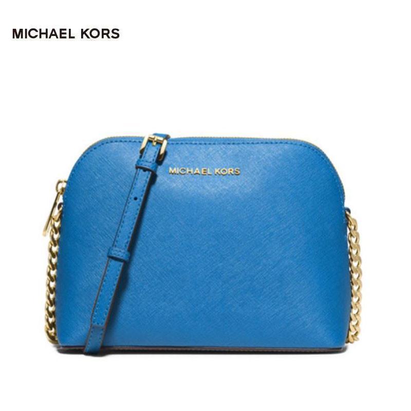 MICHAEL KORS 迈克·科尔斯 MK女包 黑色牛皮链条女士单肩斜挎包 32H4GCPC7L 蓝色