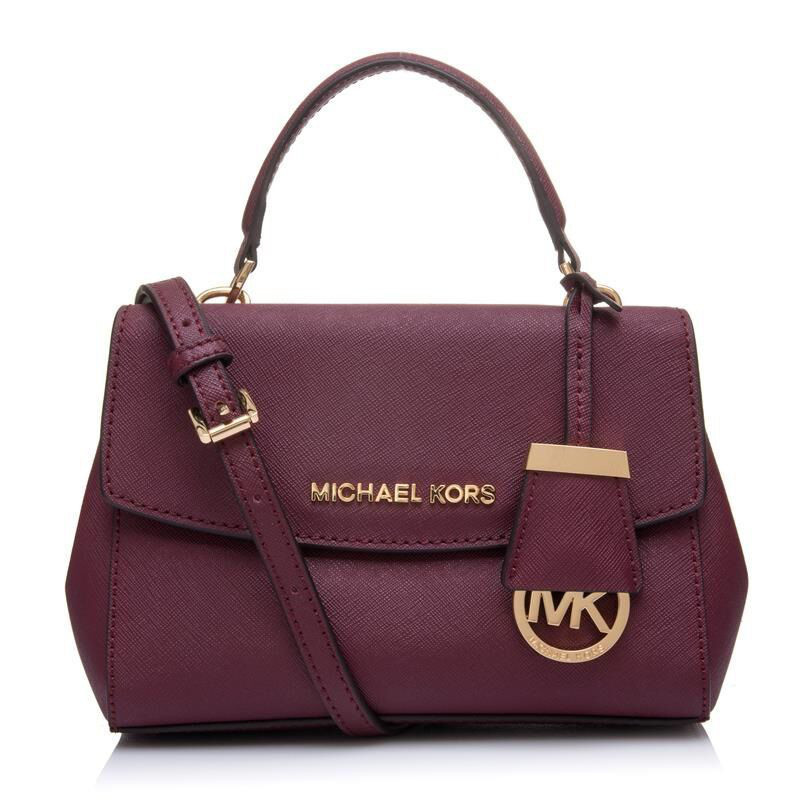 MICHAEL KORS 迈克·科尔斯 MK女包 包盖式剑桥包迷你 牛皮单肩包 斜挎包 女 32F5GAVC1L 酒红色