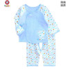 安笛贝乐品牌婴幼儿通用新生儿衣服0-3-6个月蓝色纯棉初生婴儿内衣套装婴幼儿系绳和服52-59cm