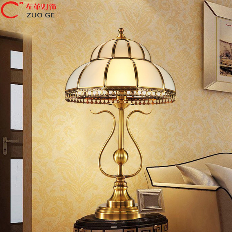台灯卧室床头灯欧式创意温馨复古简约现代装饰全铜灯具 B款台灯