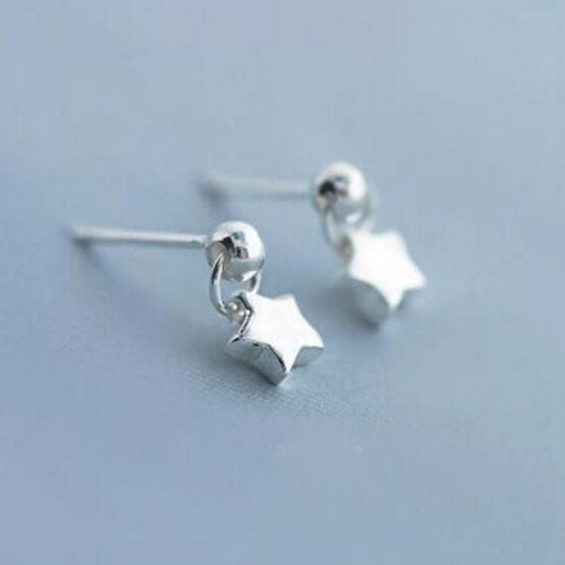 彩丽馆原创潮牌男士耳钉单只 925纯银个性星星