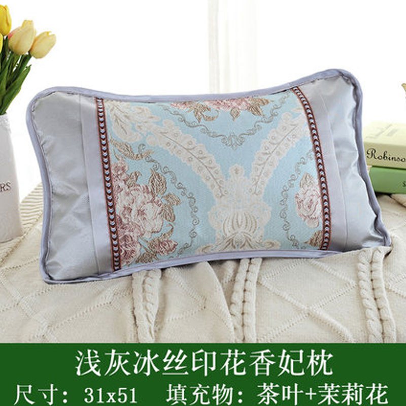 儿童枕头夏季小学生凉枕头幼儿园单人枕头枕芯婴儿凉枕头2017新品可爱卡通简约小清新多款可选枕头 浅灰色填充茶叶梗和茉莉花