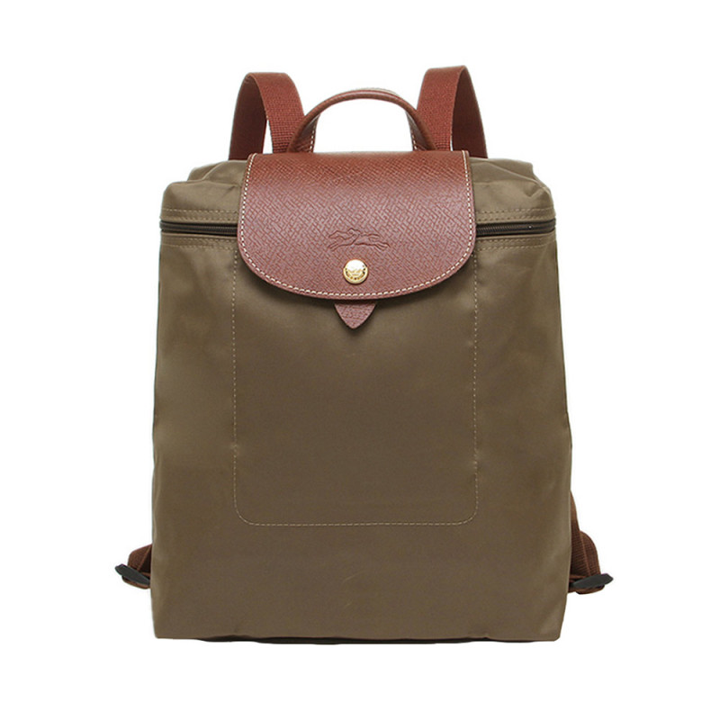 Longchamp/珑骧 尼龙折叠 双肩包 女包 水桶包 1699089 枯叶草色