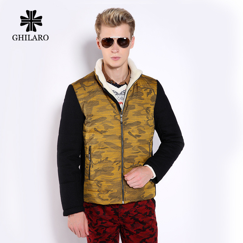 GHILARO/古劳吉那诺男装秋冬新品拼色碎花加厚羽绒服8212_O55 185/54/XXL 黄花
