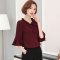 无畏衣衣2020新款女冬装韩版长袖加厚蕾丝衫女加绒打底衫上衣内搭洋气保暖雪纺小衫 酒红 XXXL
