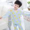 2017新品夏季棉绸儿童小孩睡衣套装男孩女童绵绸长袖长裤薄空调家居服宝宝可爱卡通简约小清新多款可选 110cm(75码（110-120cm 宝蓝色白底浅蓝叮当猫MC