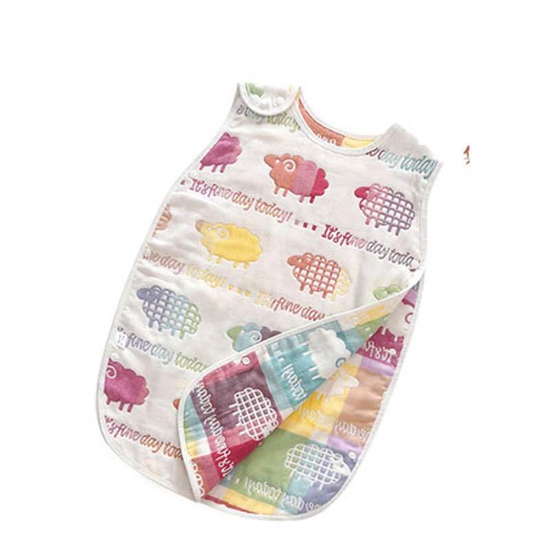适用于0-6岁男女宝宝睡袋 2017新品夏季婴儿睡袋 纱布睡袋春夏 春夏季薄款 儿童空调防踢被 58cm(适合0-1岁 六层小羊