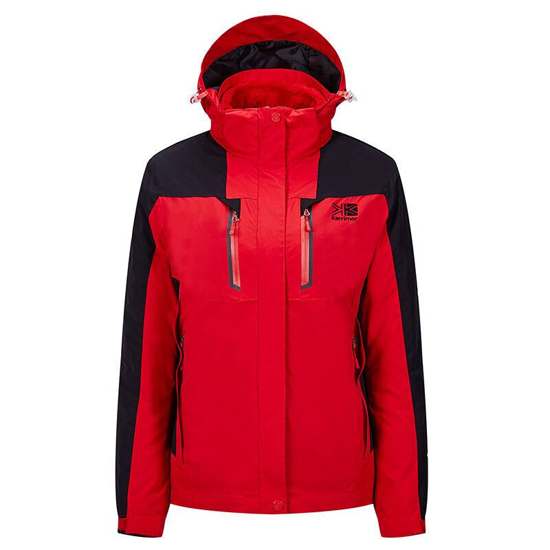 karrimor凯瑞摩情侣款冲锋衣男女三合一户外登山服秋冬防寒服两件套 XL 女-大红色