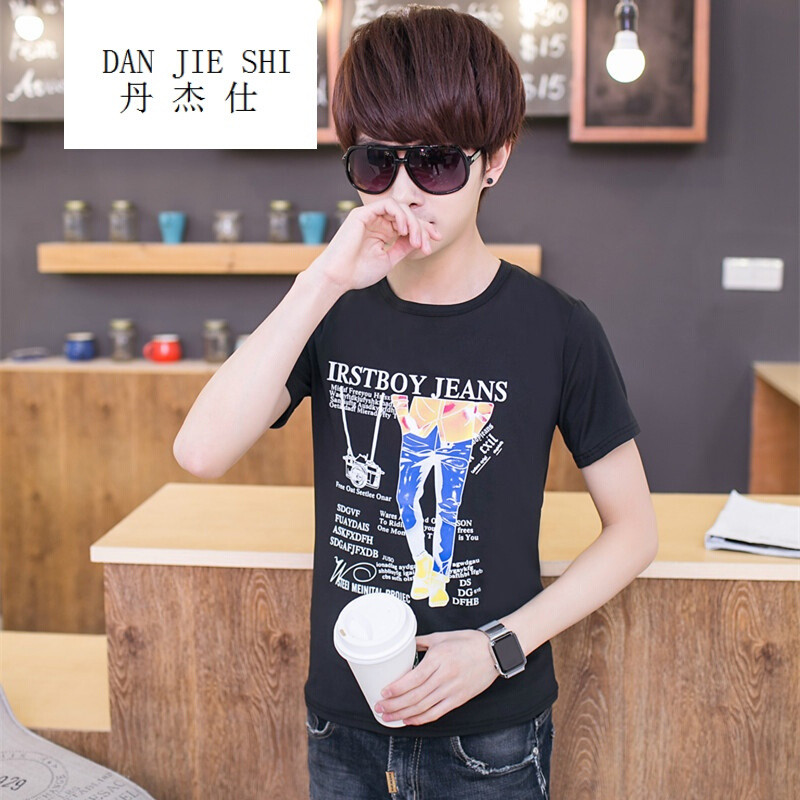 丹杰仕港仔文艺快手网红天佑男士短袖T恤夏季