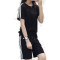 Mtiny纯棉运动套装女夏新款学生短袖短裤跑步服宽松休闲时尚两件套 XL【128-138斤】 白色510三条杠纯棉现货