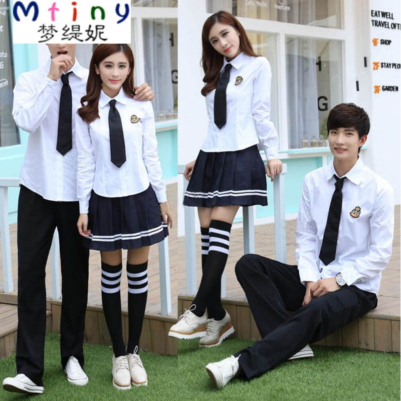 Mtiny毕业照服装学生装高中毕业季班服学院风高三大学生校服套装白衬衫 S 男衬衣短袖纯白