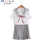 Mtiny高端JK制服日系三本班服校服关西襟软妹学生制服水手服长短袖套装 L JK短袖上衣（送领绳）