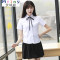 Mtiny校服套装学院风中学生韩国班服夏季毕业照服装学生装高中生情侣装 XXL 男短袖单卖（送领带）