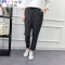 Mtiny春夏季新款韩版九分裤女哈伦裤格子休闲小脚裤女长裤薄 XXXL 黑白格子