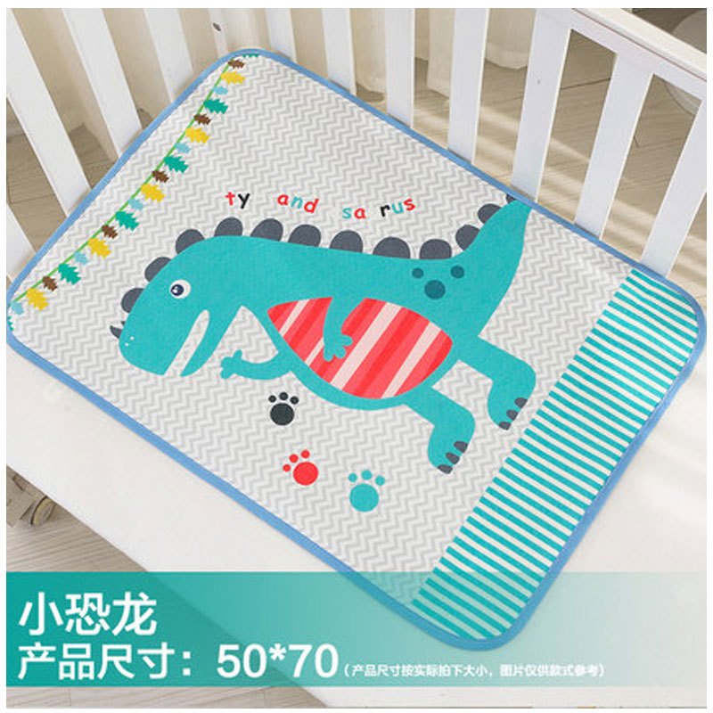 2017新品夏季婴儿隔尿垫防水可洗大号新生儿童防漏床垫宝宝用品透气尿垫可爱简约小清新多款多色可选 小恐龙50*70