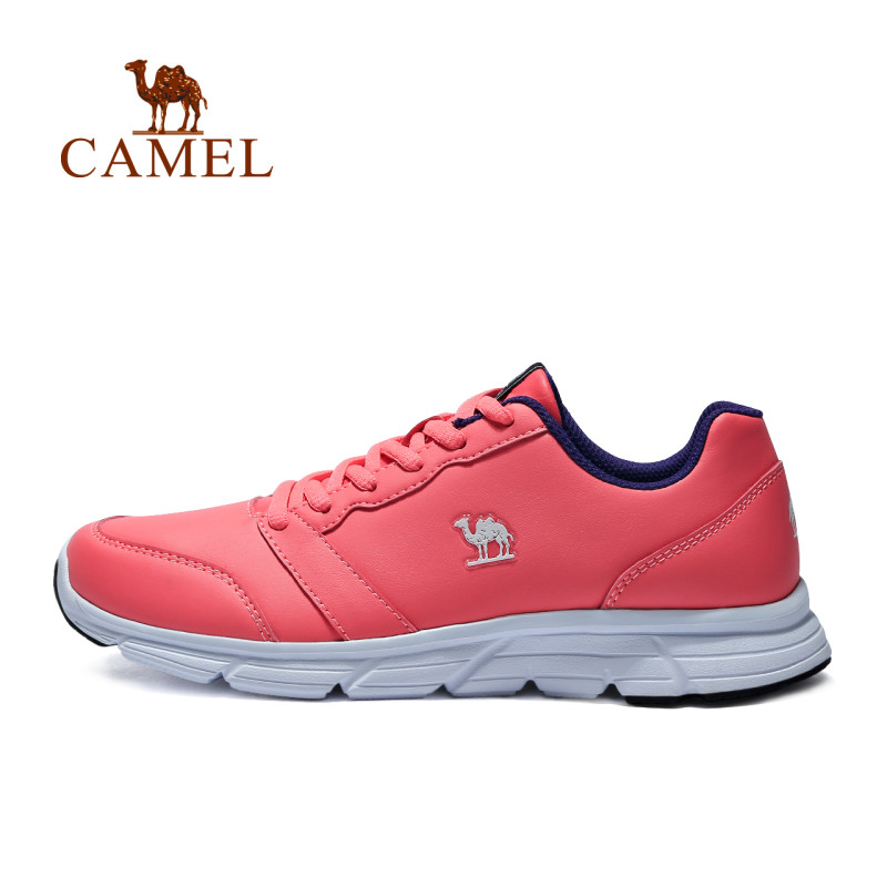 CAMEL骆驼户外 新款情侣男女休闲轻便耐磨舒适运动鞋跑步鞋 A73357607，西瓜红，女款 38码