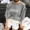 Mtiny原宿风短袖女学生 夏装韩国bf宽松大码韩版潮夏季半袖T恤女上衣服 L 灰色优质棉