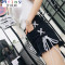 Mtiny牛仔短裤女高腰夏季新款韩版显瘦百搭时尚纯色绑带毛边热裤潮 XL 蓝色