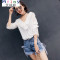 Mtiny牛仔短裤女高腰夏季新款韩版显瘦百搭时尚纯色绑带毛边热裤潮 XL 蓝色