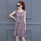 与牧2017夏装新款条纹套装裙子韩版时尚气质显瘦连衣裙女装夏两件套潮8771# M 紫色