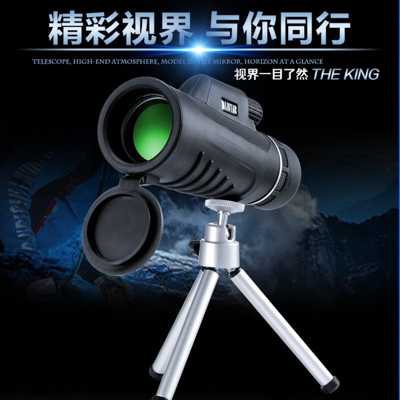 战狼ZL-K高清单筒望远镜立视德军标非红外微光夜视拍照望远镜 黑色