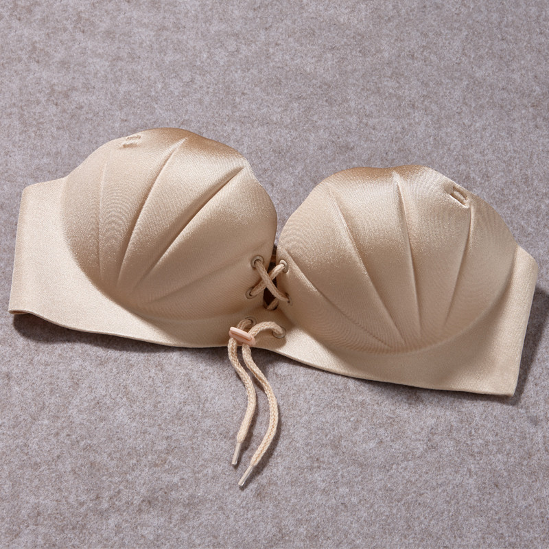 素肌棉贝壳绑带无痕内衣美背隐形文胸无钢圈聚拢调整型文胸罩 38b/85b