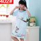 2017新品夏季儿童睡裙夏季薄款卡通短袖套头儿童睡衣女孩子童装连衣裙女童睡裙简约小清新多款多色可选 90cm(8码建议身高【100-110CM】) 402#女童睡裙小熊